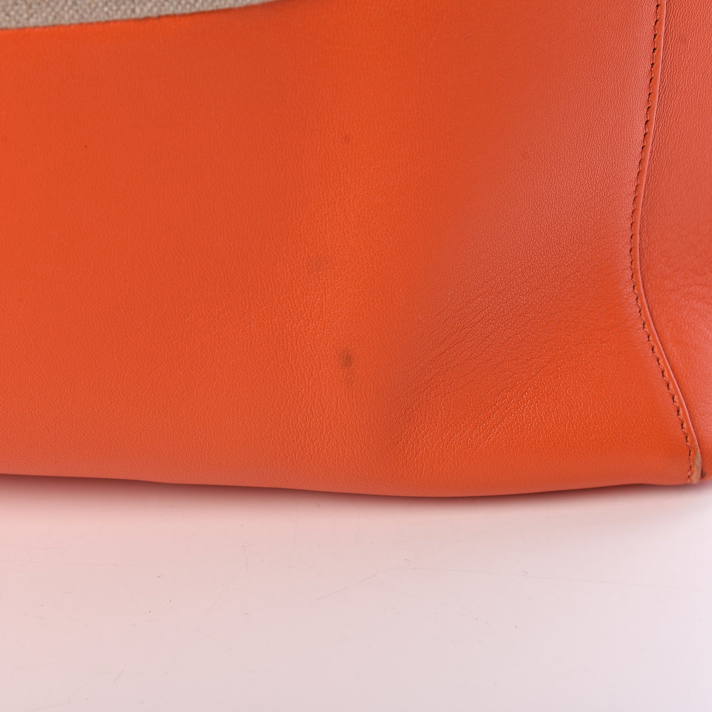 Canvas Lambskin Horizontal Bi-Color Cabas Fluo Orange