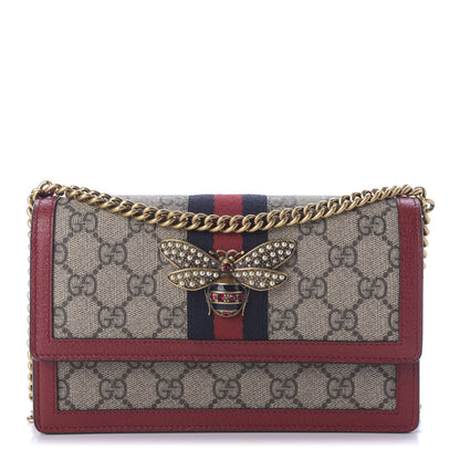 Gucci GG Supreme Monogram Web Queen Margaret Chain Wallet Red 1 of 9