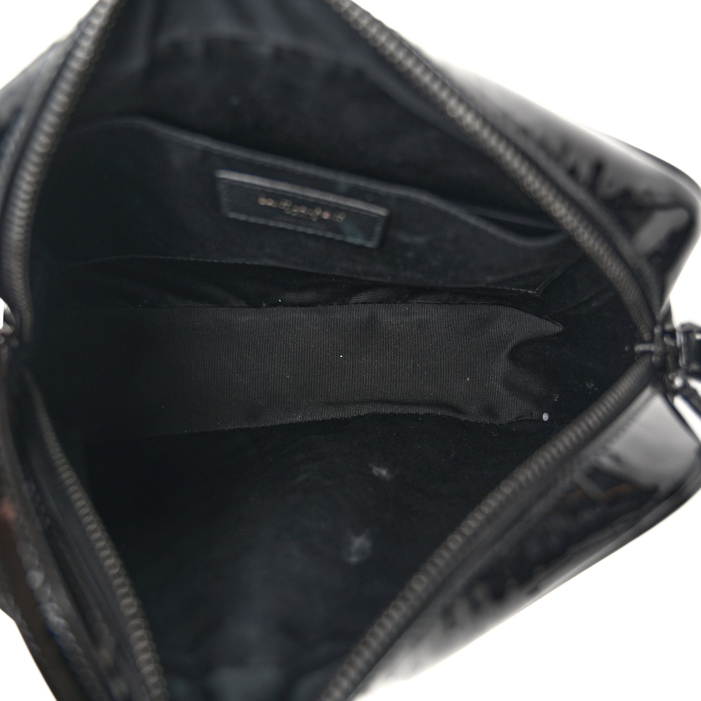 Patent Calfskin Matelasse Monogram Lou Camera Bag Black