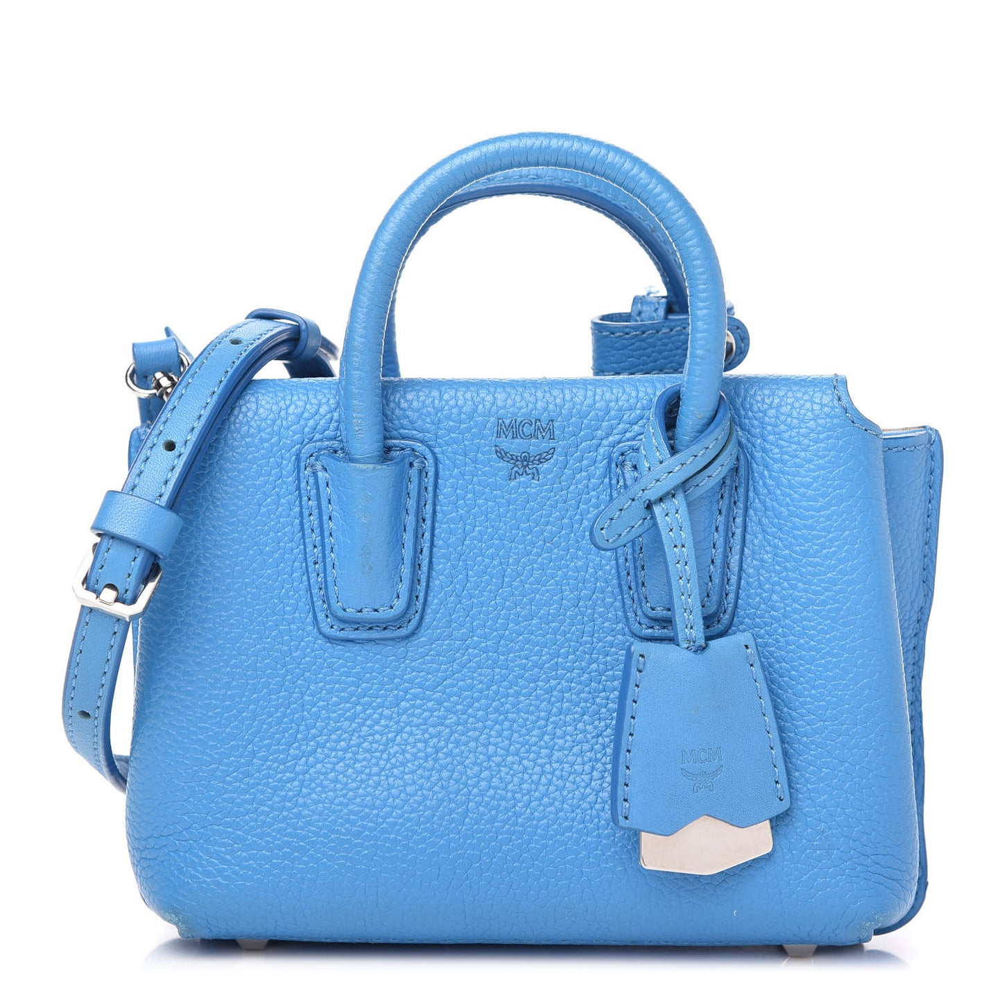 Grained Calfskin X-Mini Milla Tote Tile Blue