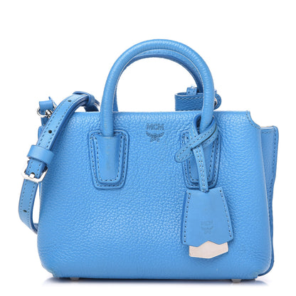 MCM Grained Calfskin X-Mini Milla Tote Tile Blue 1 of 12