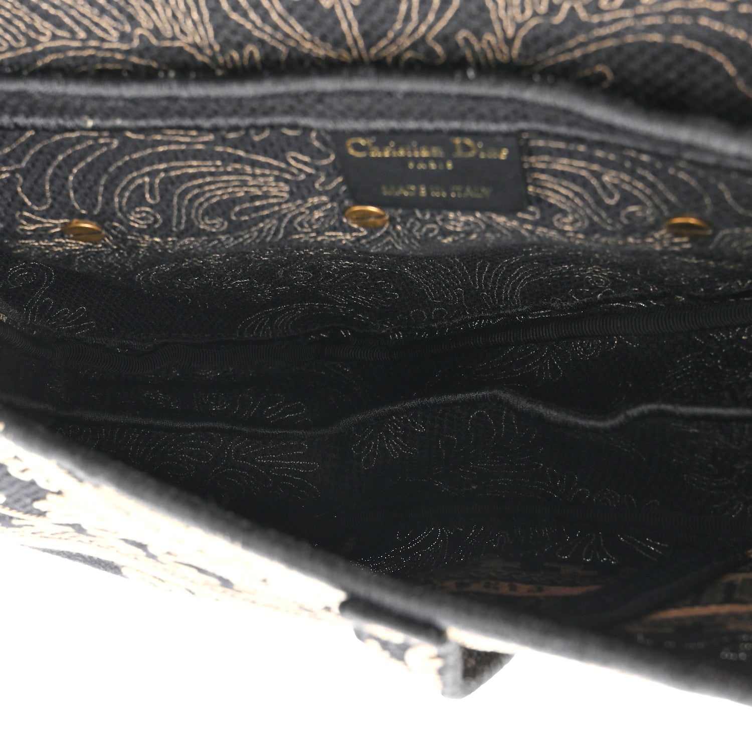 Christian Dior Canvas Embroidered Ornamental Cornely Saddle Bag Black Beige 5 of 10