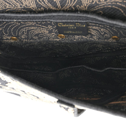 Christian Dior Canvas Embroidered Ornamental Cornely Saddle Bag Black Beige 5 of 10