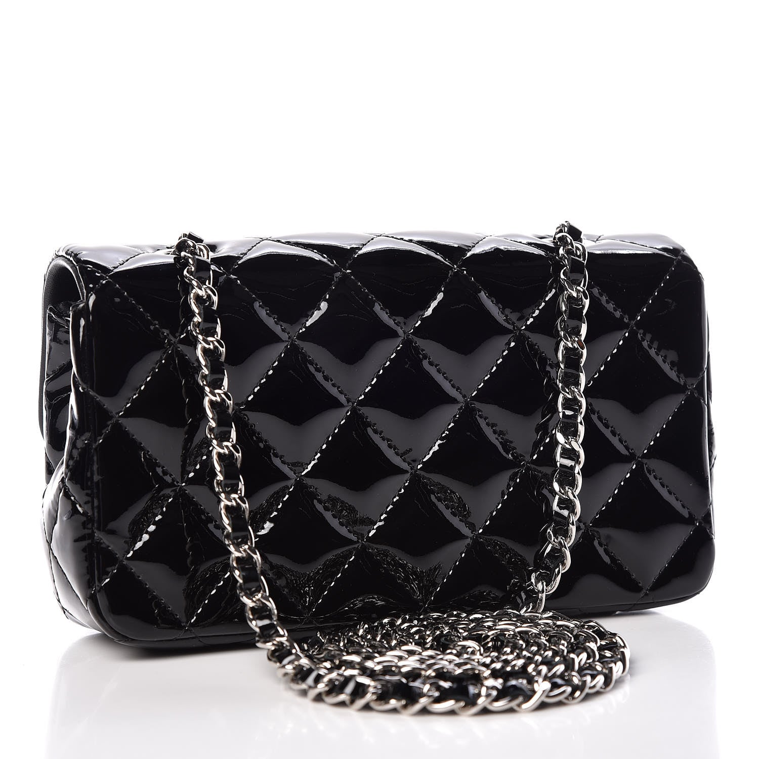 Chanel Patent Calfskin Quilted Extra Mini Rectangular Flap Black 3 of 9