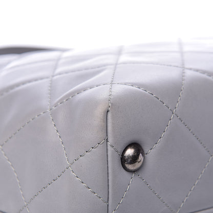 Chanel Calfskin Quilted Large Shopping In Chains Tote Light Grey 12 of 15