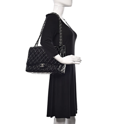 Chanel Patent Quilted Maxi Single Flap Navy Blue 2 of 10