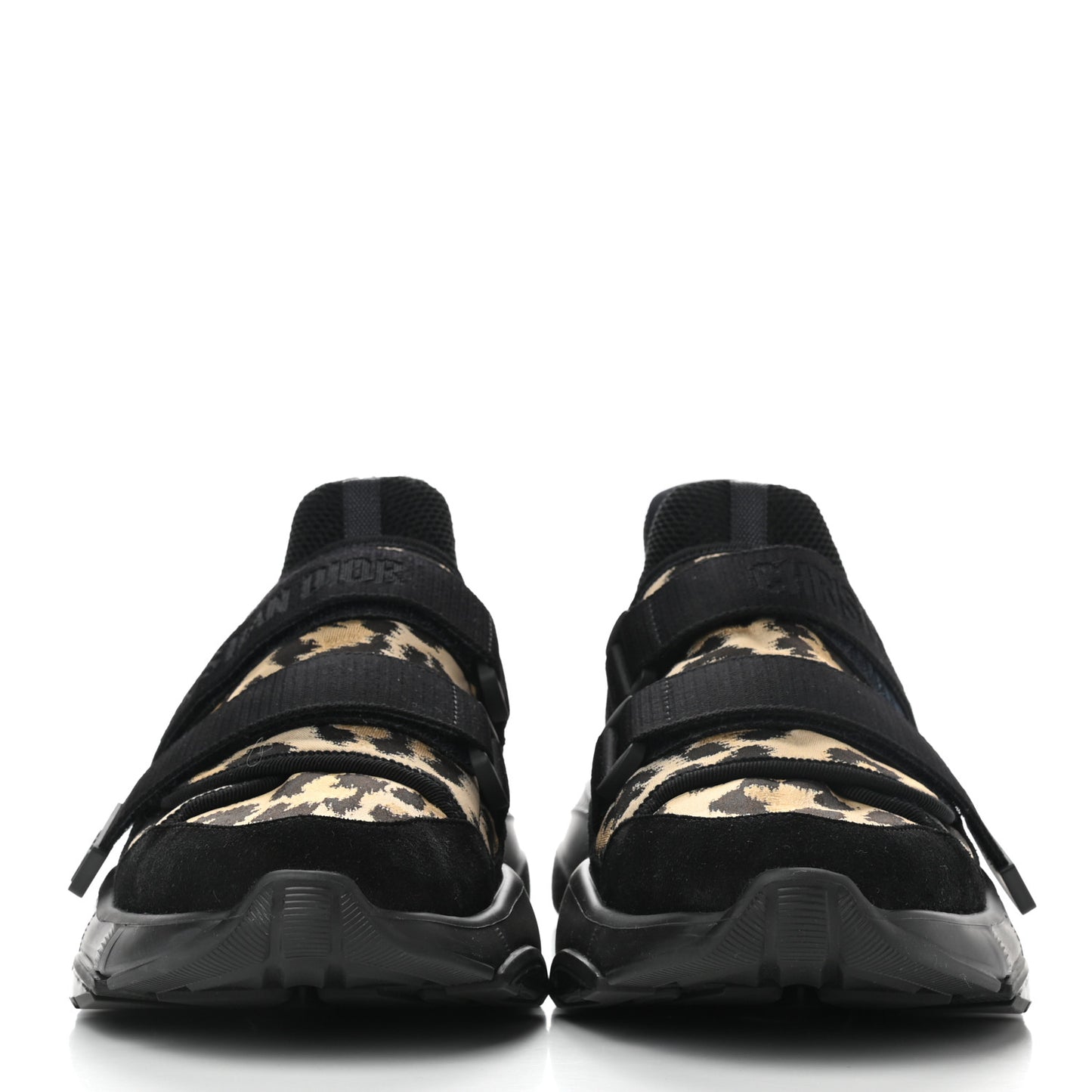 Technical Fabric Nylon Leopard Print Womens D-Wander Sneakers 41 Black