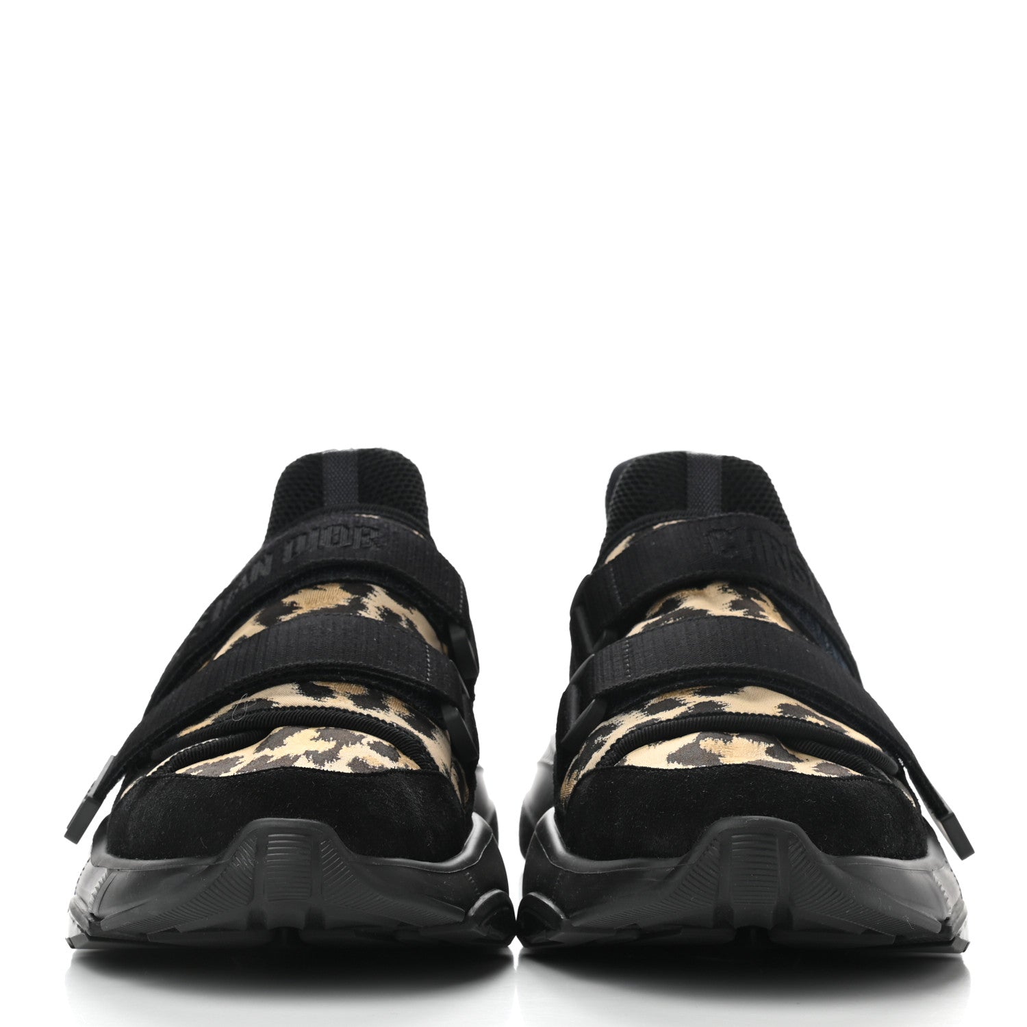 Christian Dior Technical Fabric Nylon Leopard Print Womens D-Wander Sneakers 41 Black 2 of 9