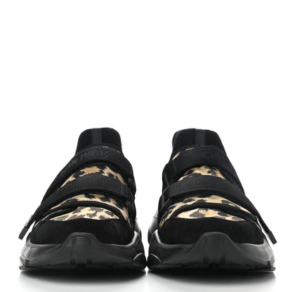Christian Dior Technical Fabric Nylon Leopard Print Womens D-Wander Sneakers 41 Black 2 of 9