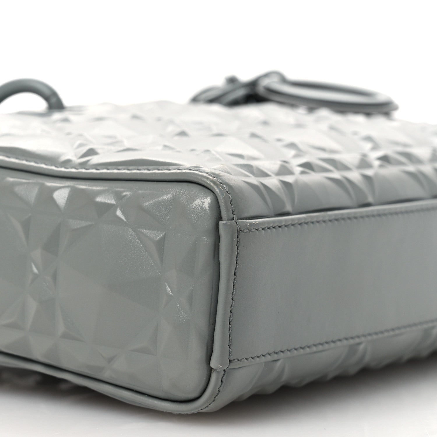 Christian Dior Calfskin Cannage Diamond Medium Lady D-Joy Grey 9 of 12
