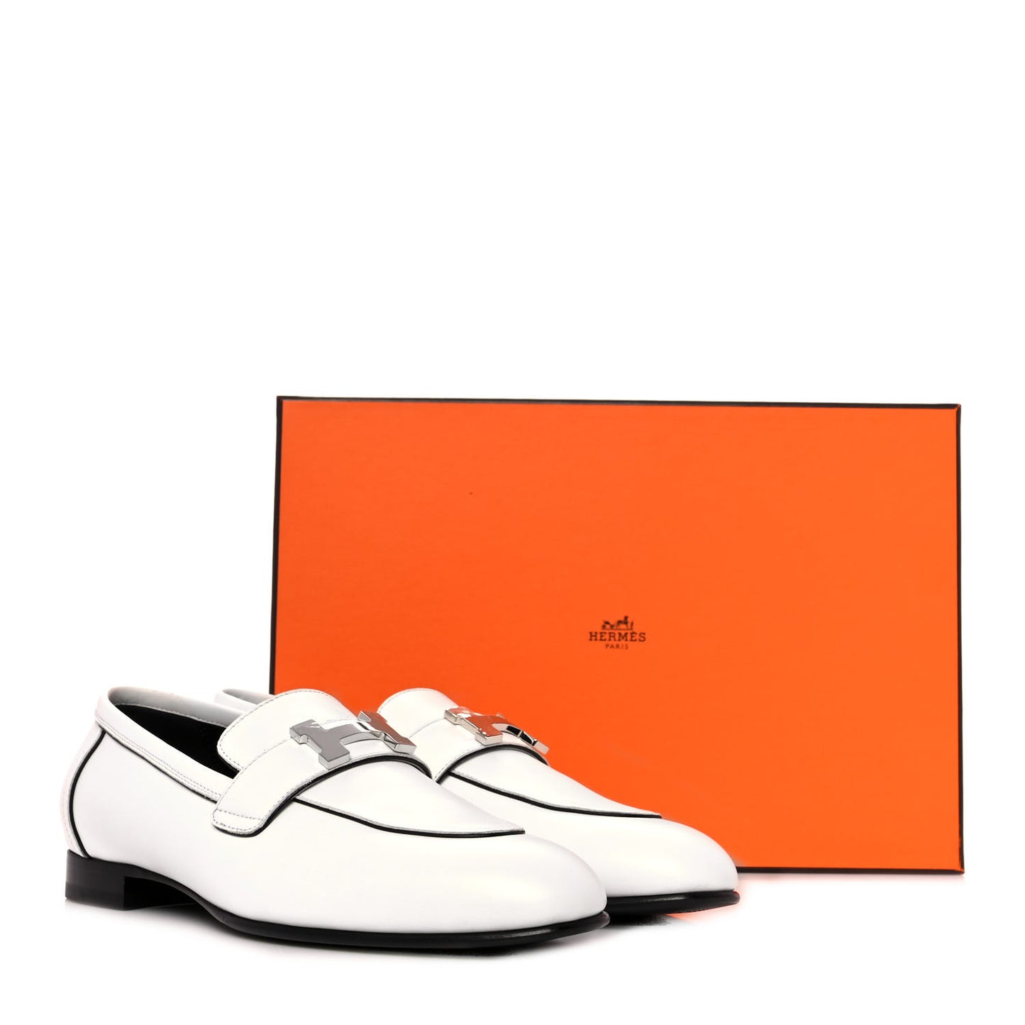 Calfskin Womens Paris Loafers 38.5 White