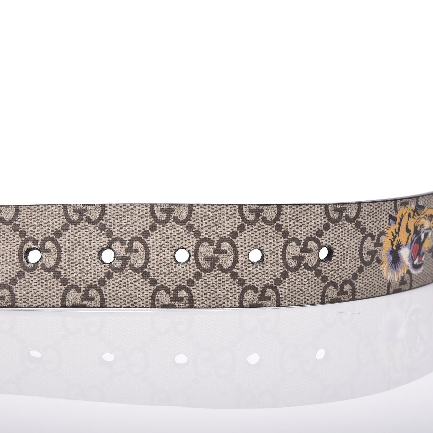 GG Supreme Monogram Selleria Calfskin Tiger 35mm Belt 95 38 Beige Ebony Multicolor Cocoa
