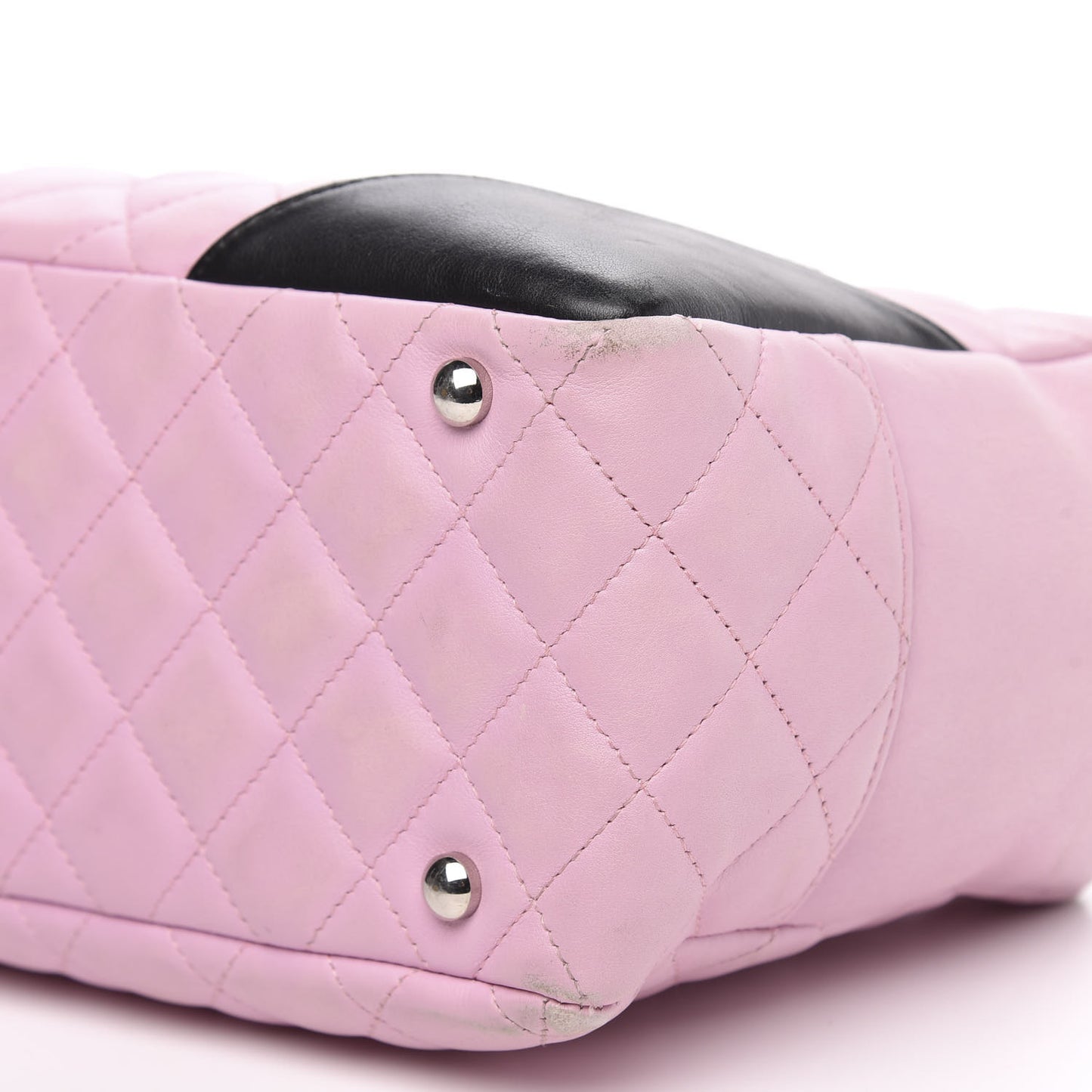 Calfskin Quilted Large Cambon Bowler Pink Black