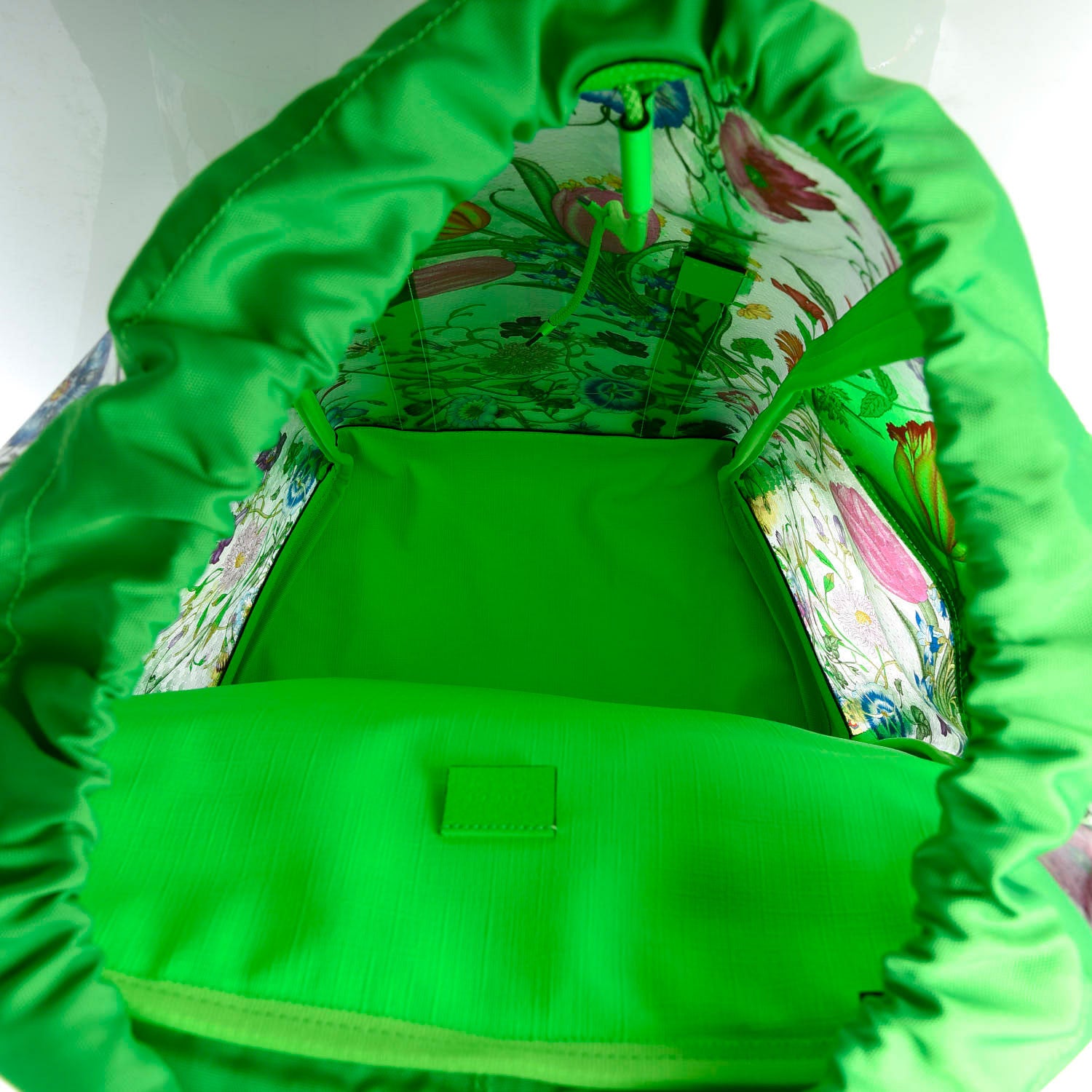 Gucci PVC Floral Double Buckle Backpack Fluo Green 4 of 8