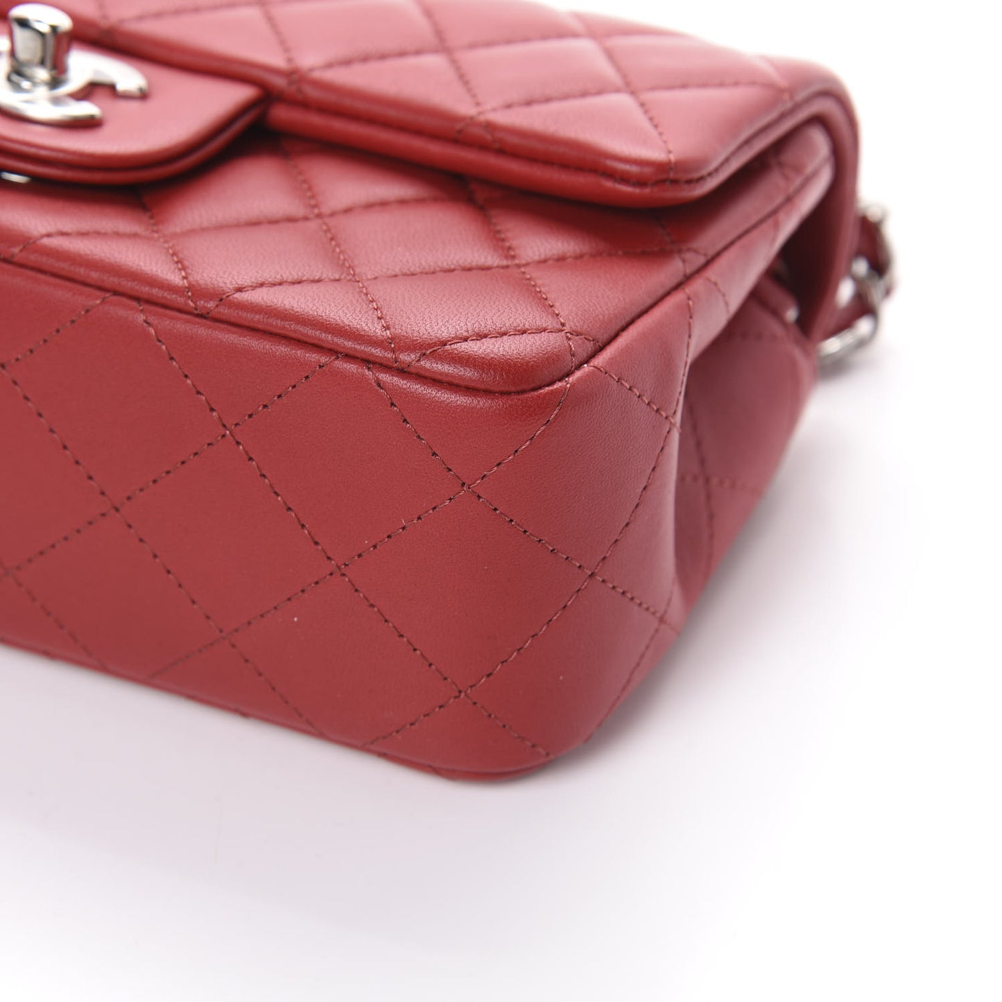 Lambskin Quilted Mini Rectangular Flap Red