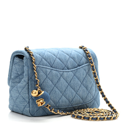 Chanel Denim Quilted Mini Pearl Crush Flap Blue 3 of 11