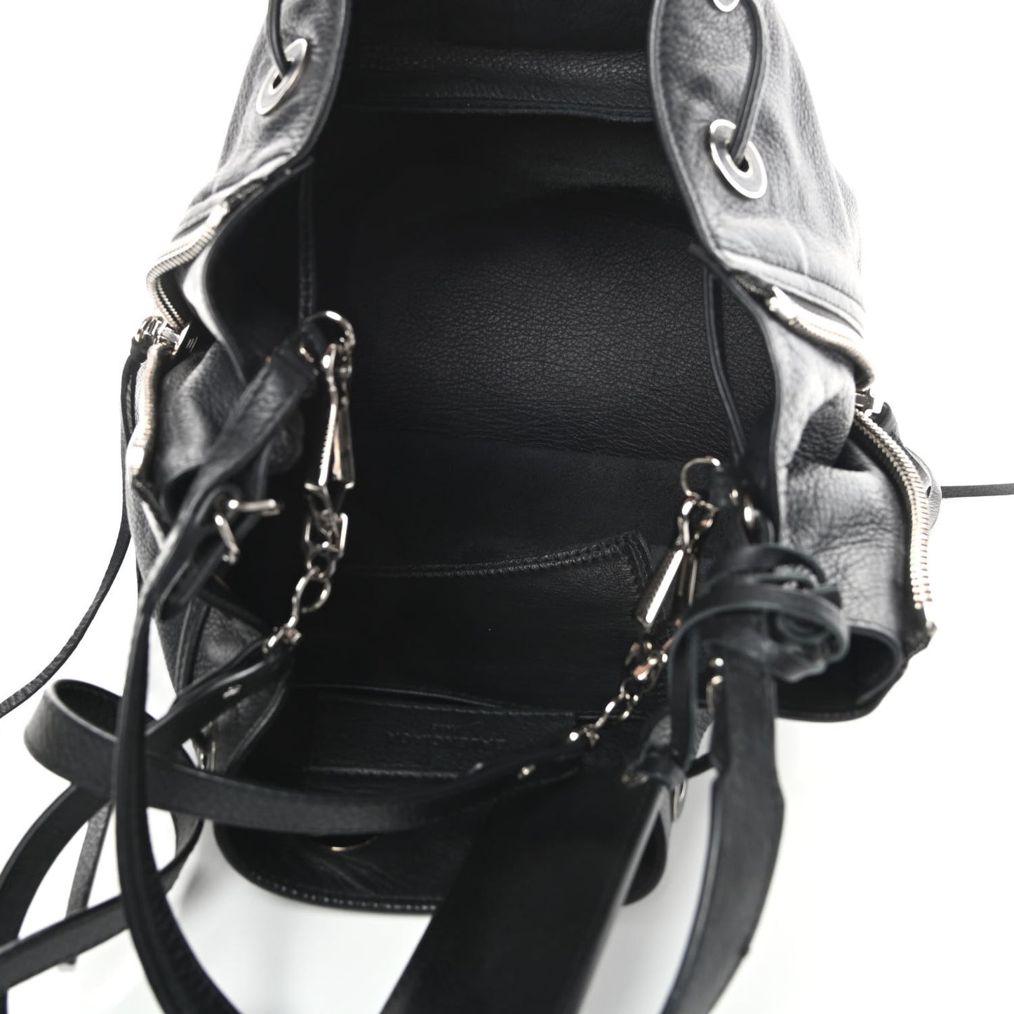 Veau Papier Plate Small Bucket Bag Black