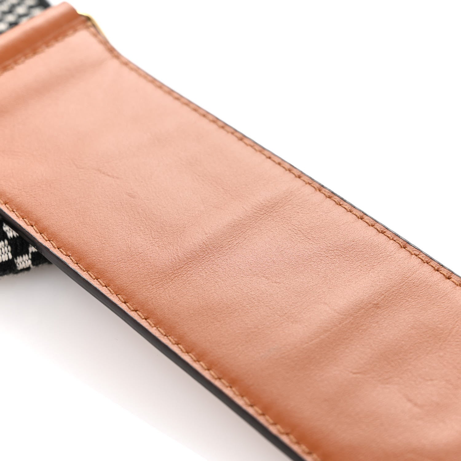 Fendi Ribbon Vitello King Logo Embossed Gingham Woven Adjustable Strap You Panna Black Cuoio 6 of 9