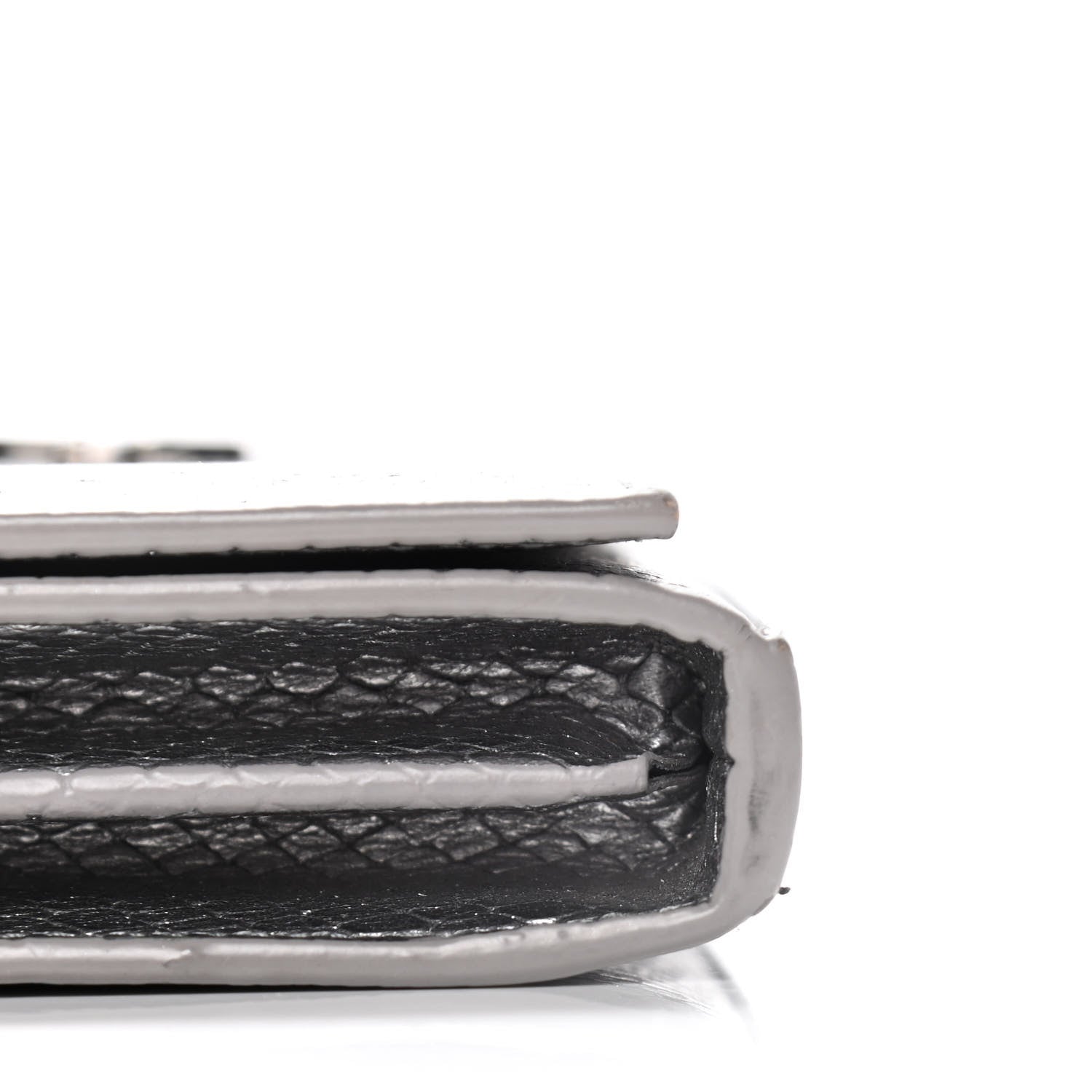 Saint Laurent Metallic Calfskin Python Embossed Monogram Chain Wallet Silver 14 of 17