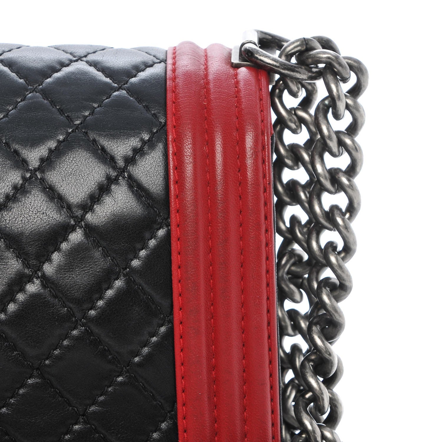 Chanel Lambskin Quilted Medium Boy Flap Black Red 12 of 12