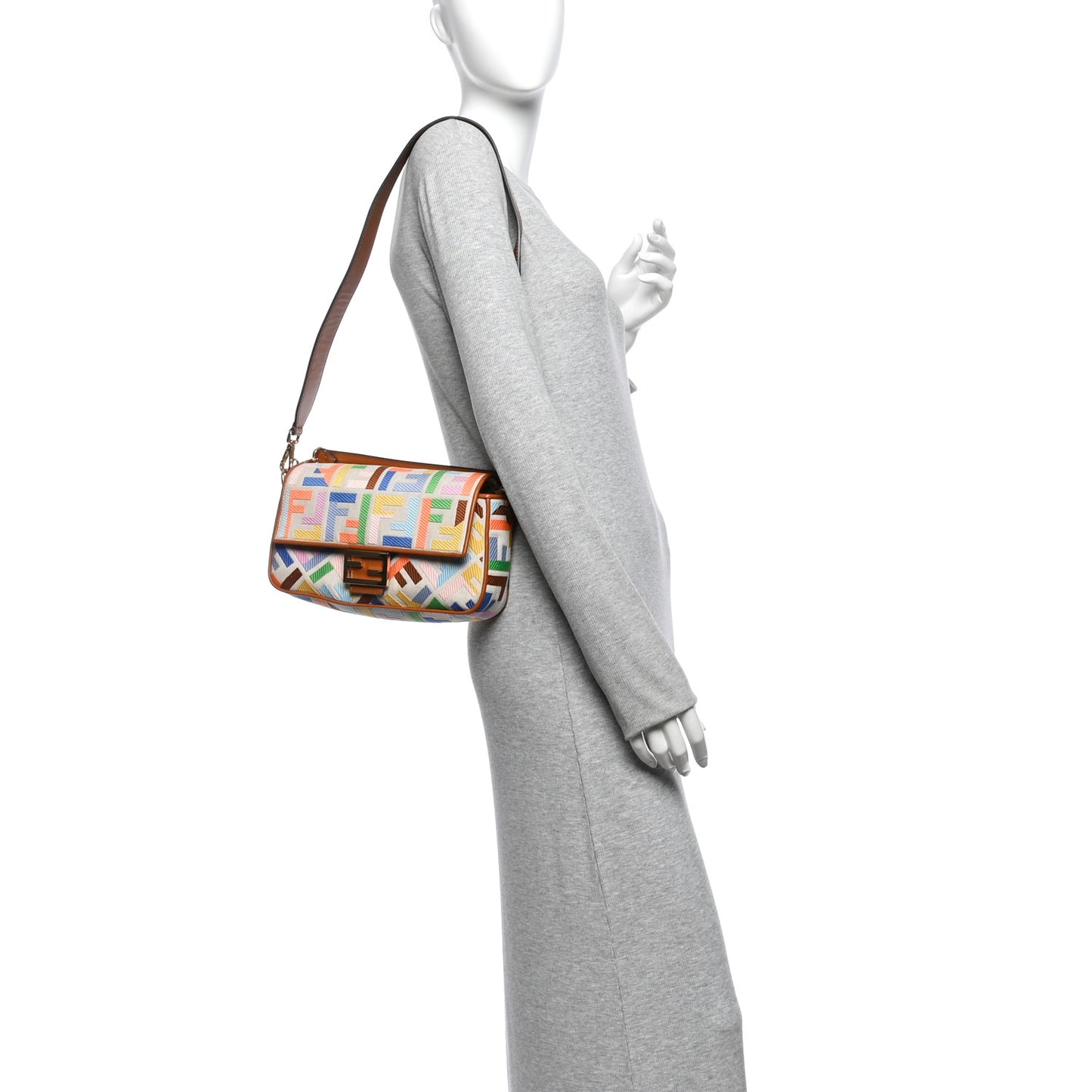 Kuban Canvas Vitello King FF Embroidered Baguette Grezzo Multicolor