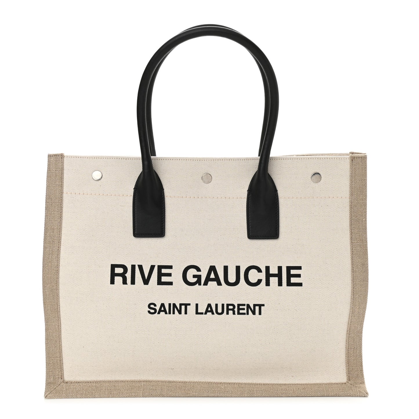 Linen Calfskin Small Rive Gauche Tote Greggio Natural
