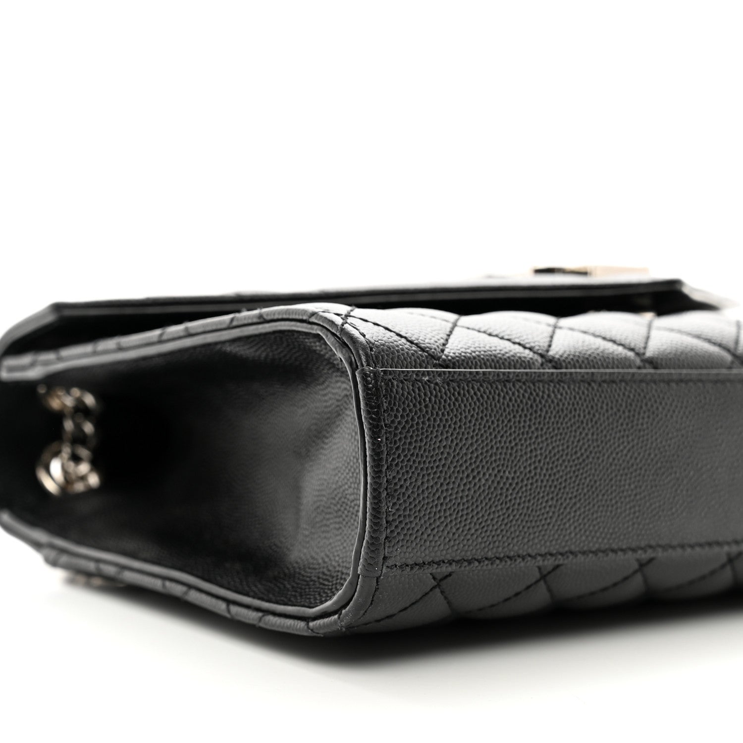 Saint Laurent Grain De Poudre Textured Mixed Matelasse Triquilt Medium Monogram Satchel Black 9 of 10