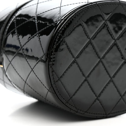 Chanel Patent Quilted Round Clutch With Chain Black 10 of 12