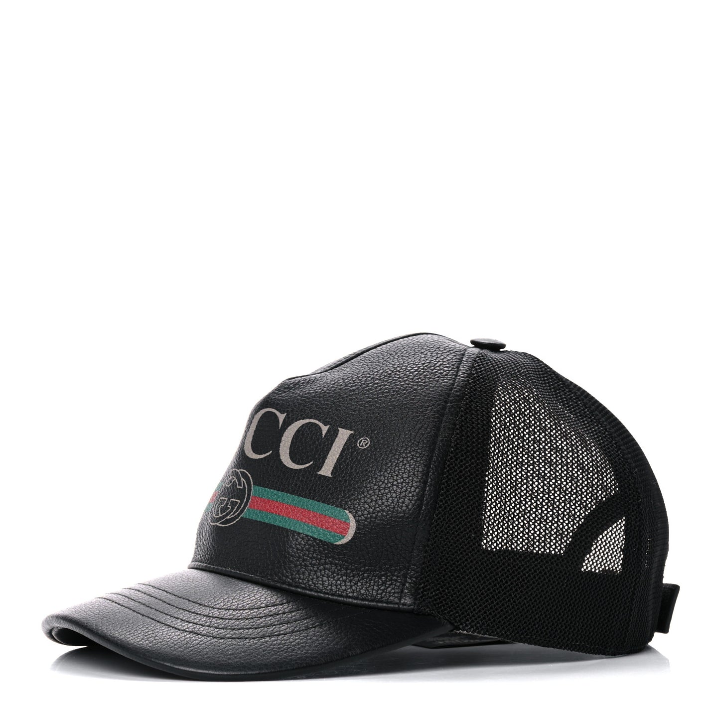 Grained Calfskin Logo Baseball Hat S 57 Black