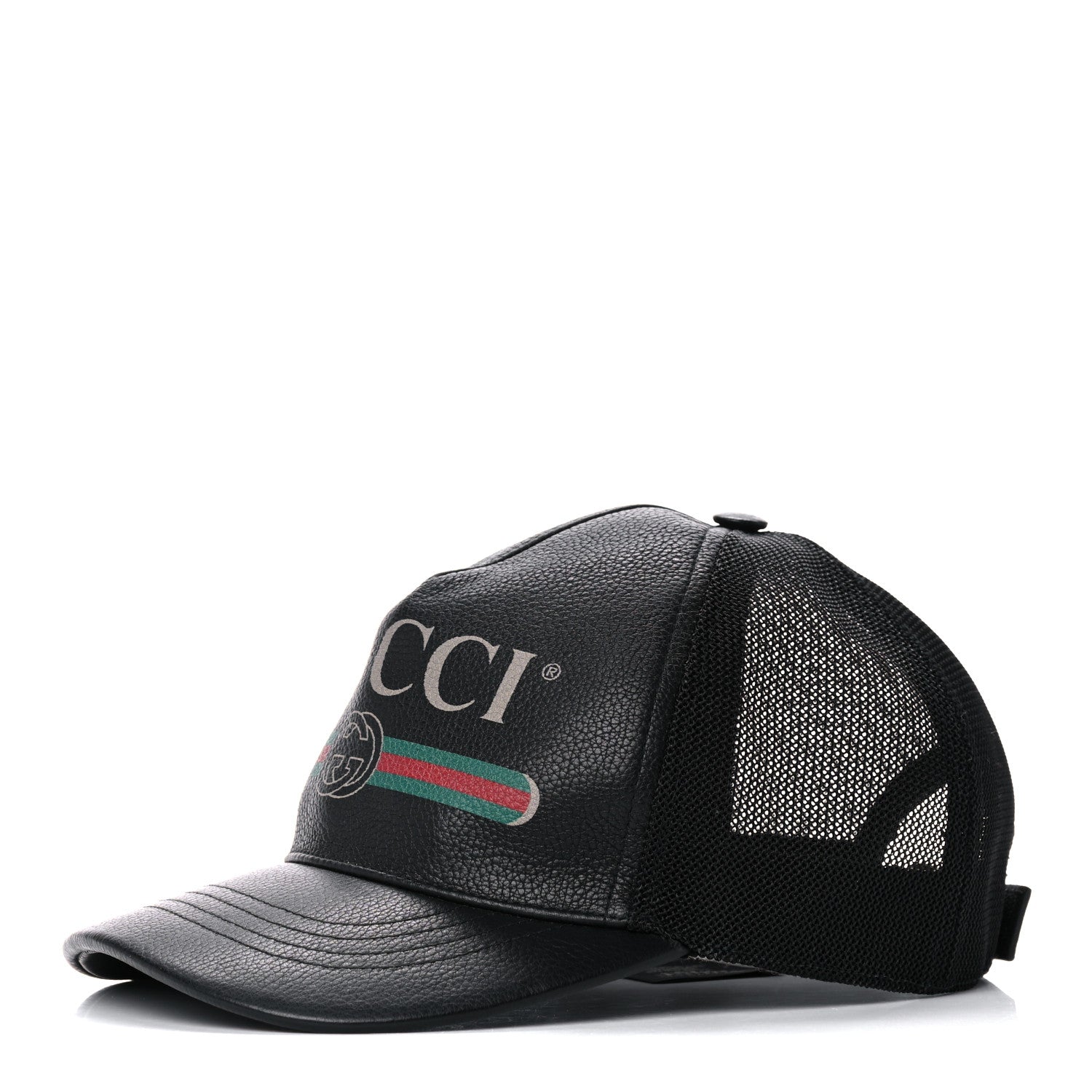 Gucci Grained Calfskin Logo Baseball Hat S 57 Black 1 of 9