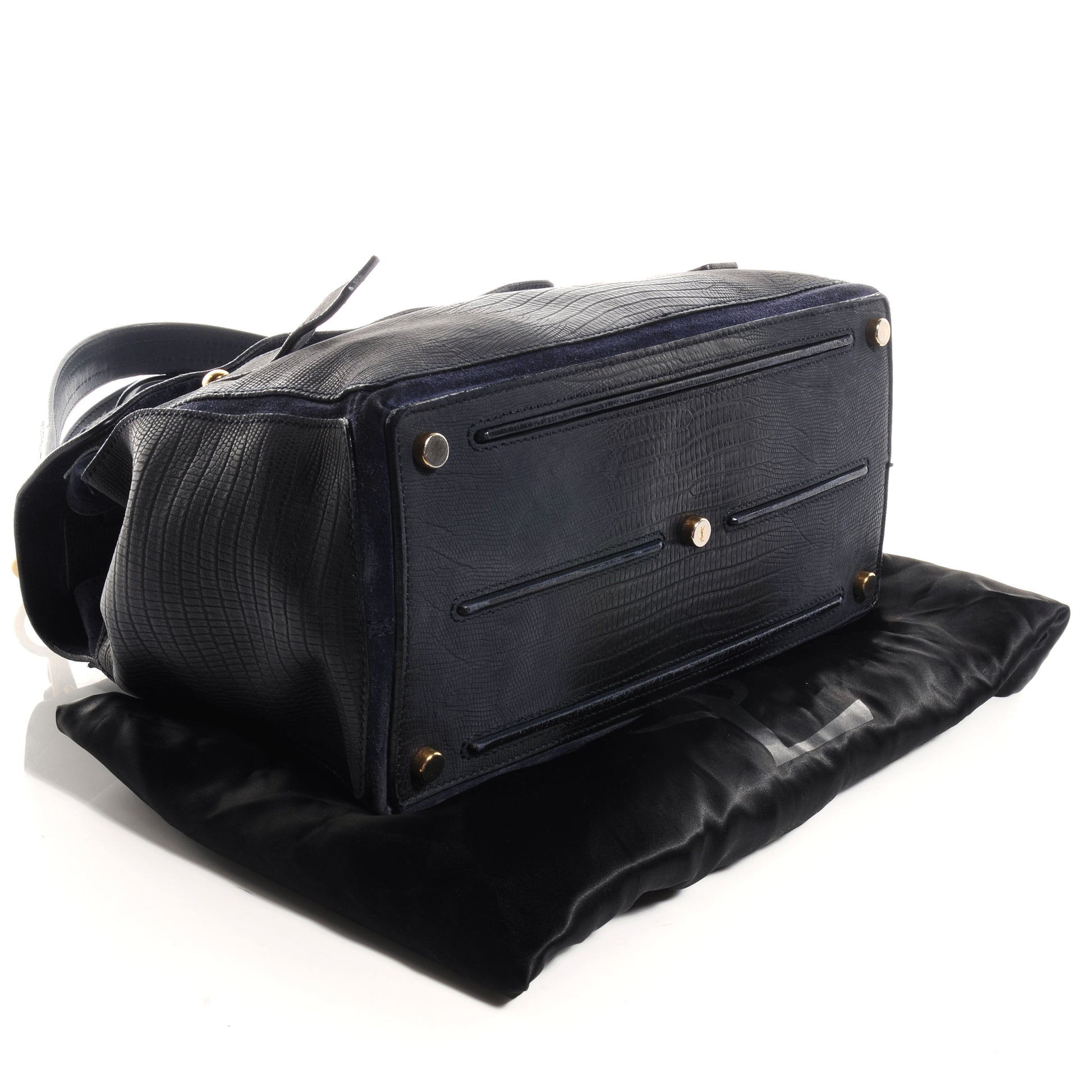 Saint Laurent Leather Lizard Embossed Muse Two Blue 4 of 9