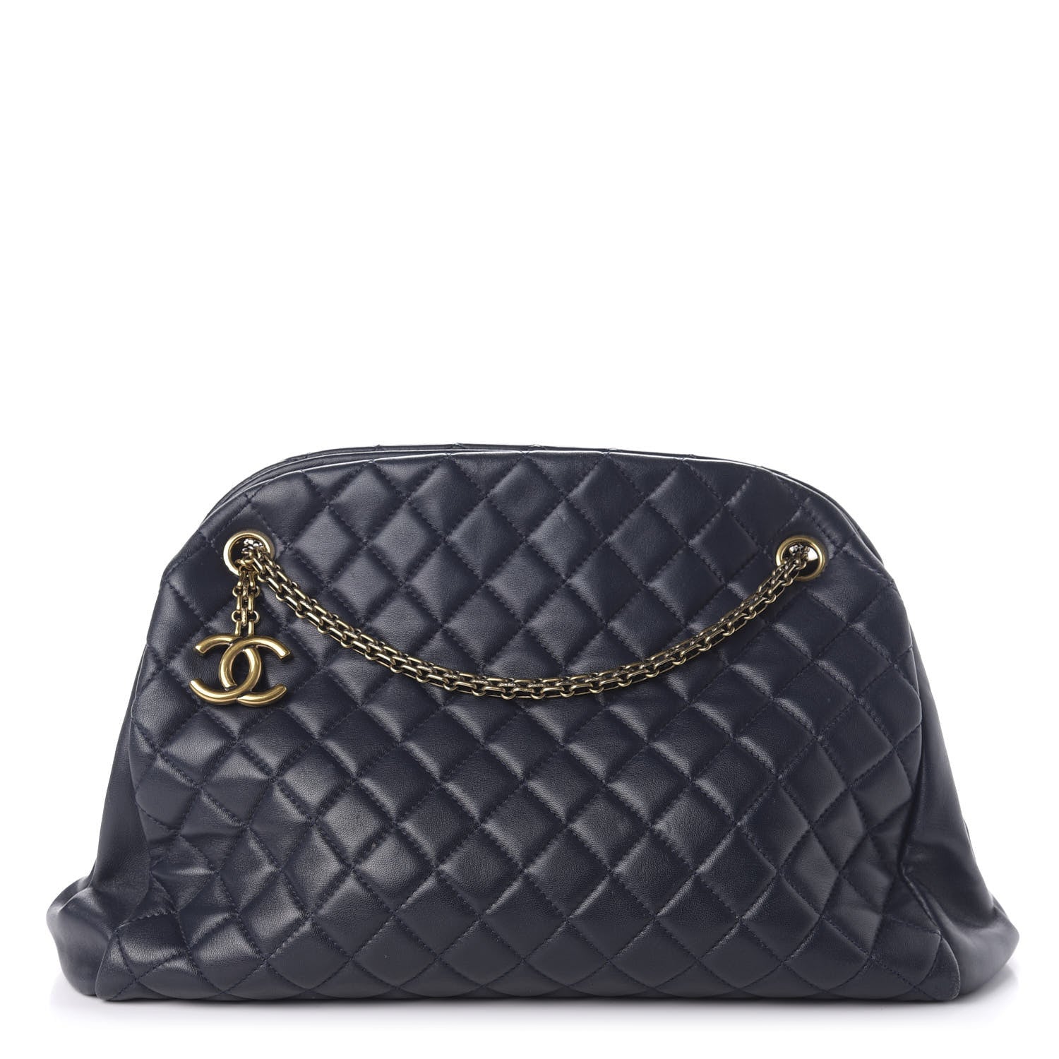 Chanel Lambskin Quilted Large Just Mademoiselle Bowling Bag Navy 1 of 10