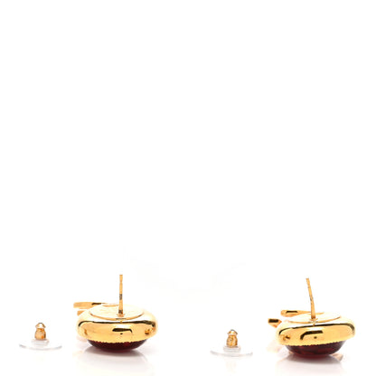 Chanel Crystal CC Drop Earrings Gold Red 3 of 4