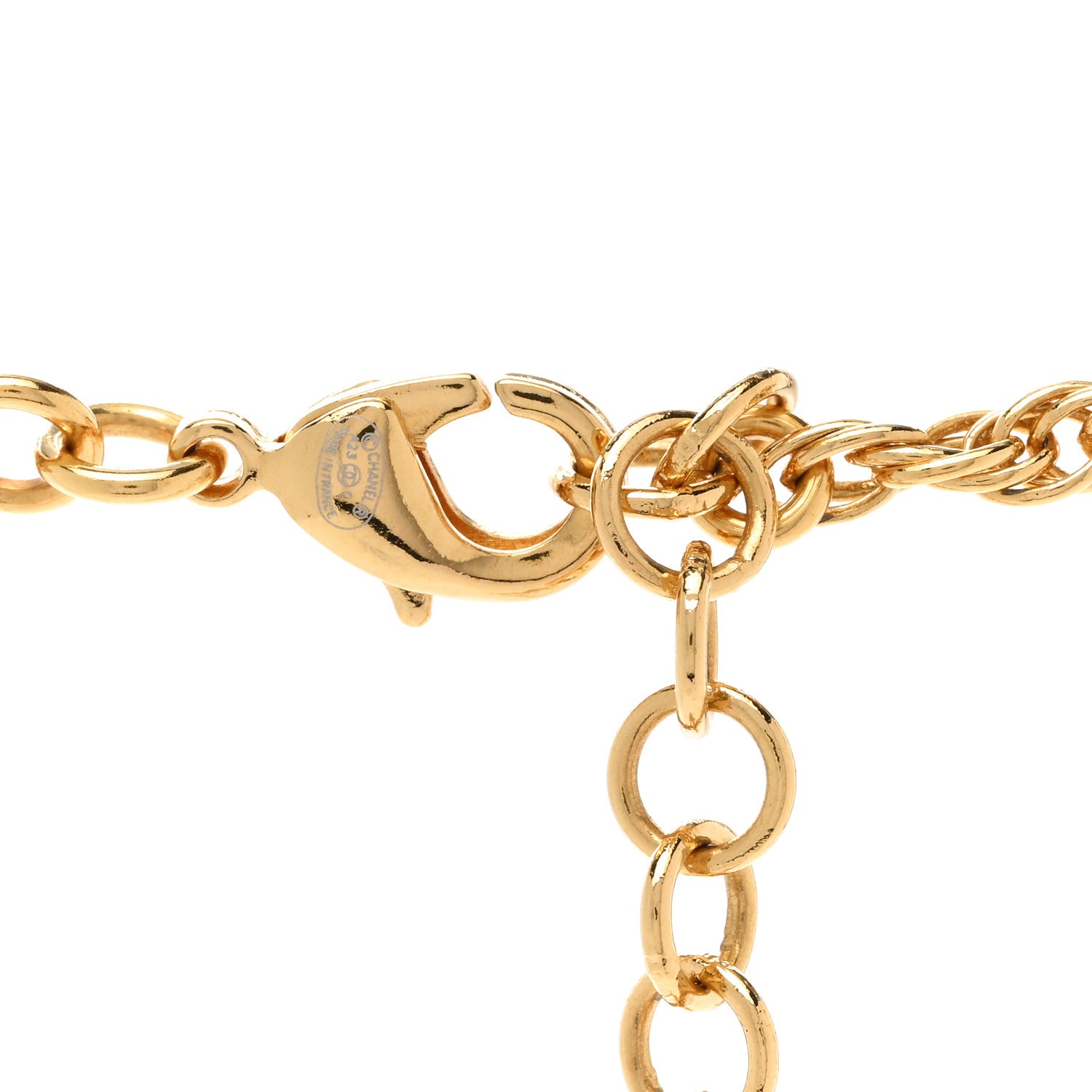 Chanel Metal Pearl Crystal CC Shell Necklace Gold Pink Multicolor 5 of 6