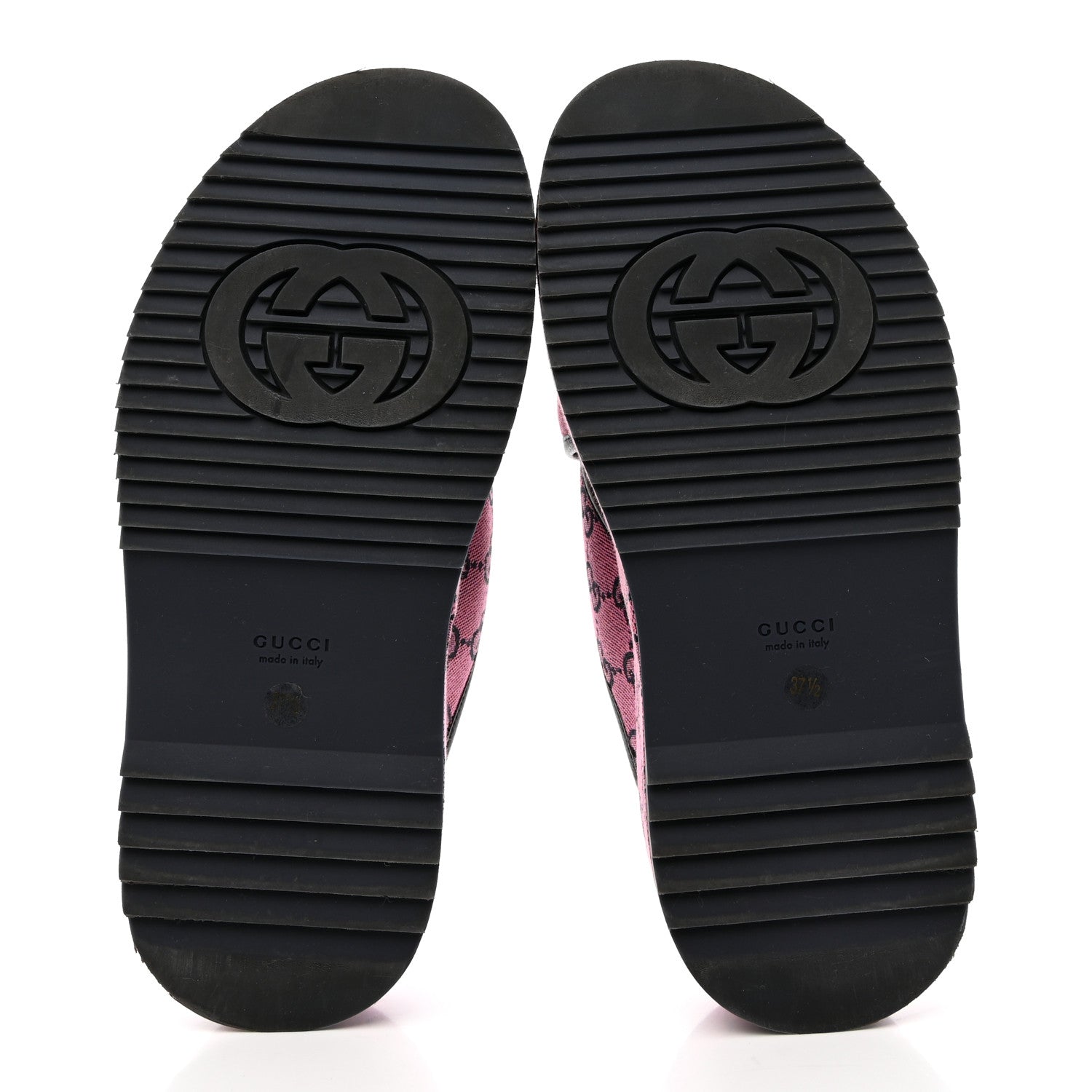 Gucci Monogram Multicolor Criss Cross Platform Slide Sandals 37.5 Pink Blue 5 of 12