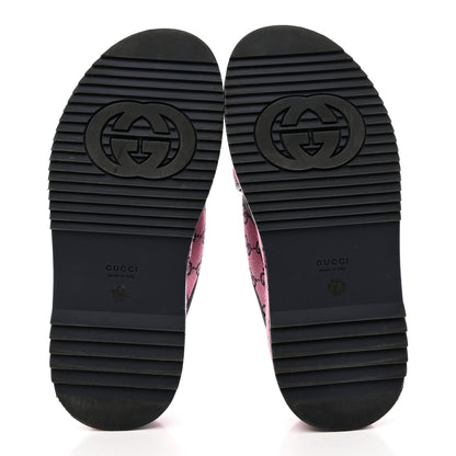 Gucci Monogram Multicolor Criss Cross Platform Slide Sandals 37.5 Pink Blue 5 of 12