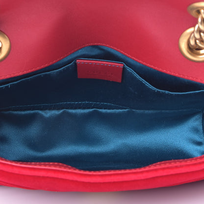 Gucci Velvet Matelasse Mini GG Marmont Shoulder Bag Hibiscus Red 5 of 9