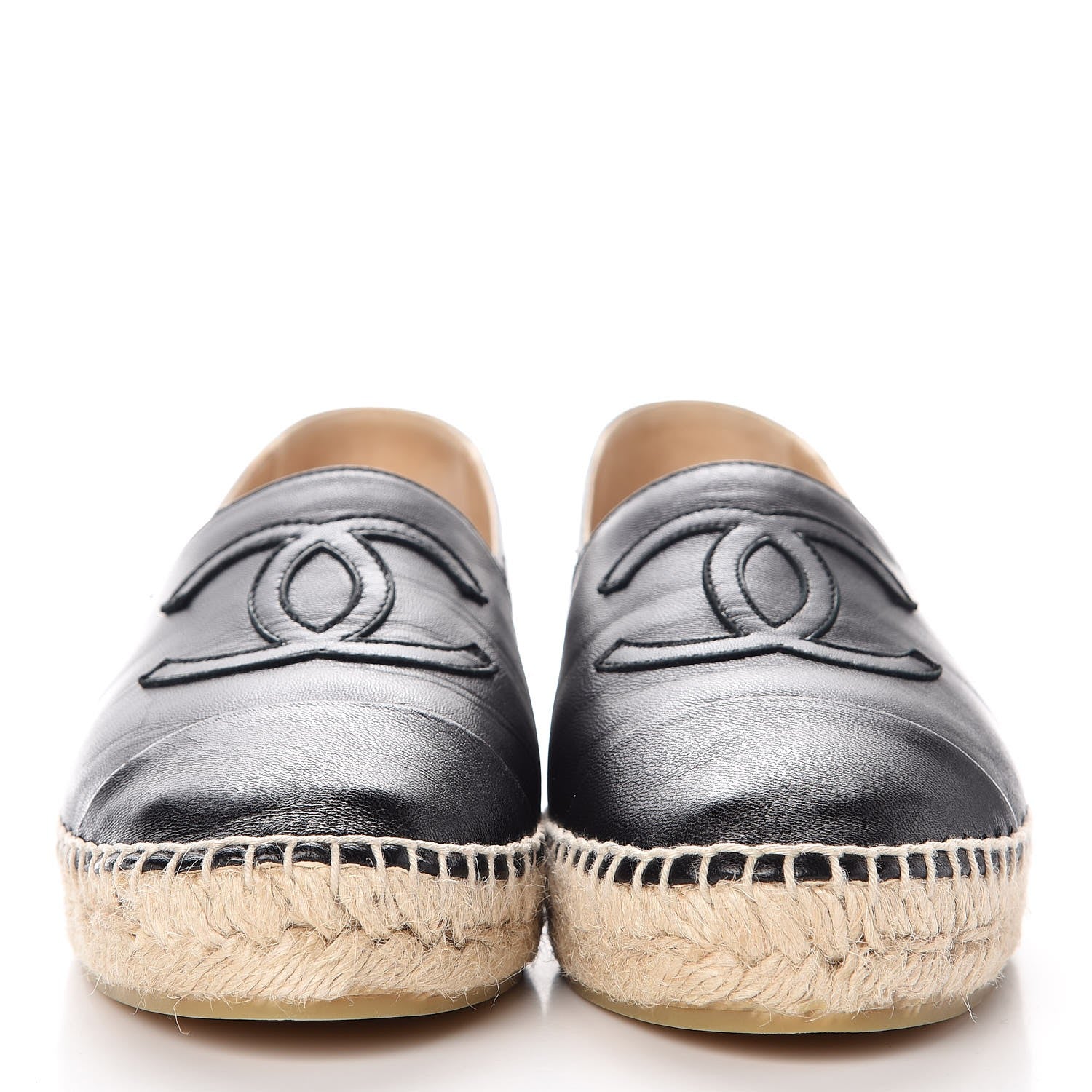 Chanel Lambskin CC Espadrilles 37 Black 2 of 10