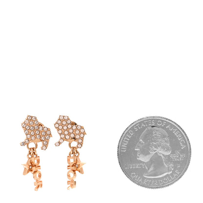 Christian Dior Crystal Diorable Lion Logo Earrings Gold 2 of 5