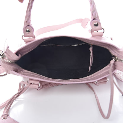 Balenciaga Agneau Classic Silver Hardware Mini City Logo Strap Pale Rose Black 5 of 10