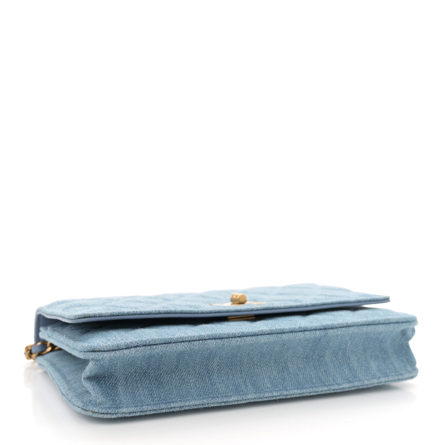 Chanel Denim Quilted Reissue Wallet On Chain WOC Blue 4 of 10