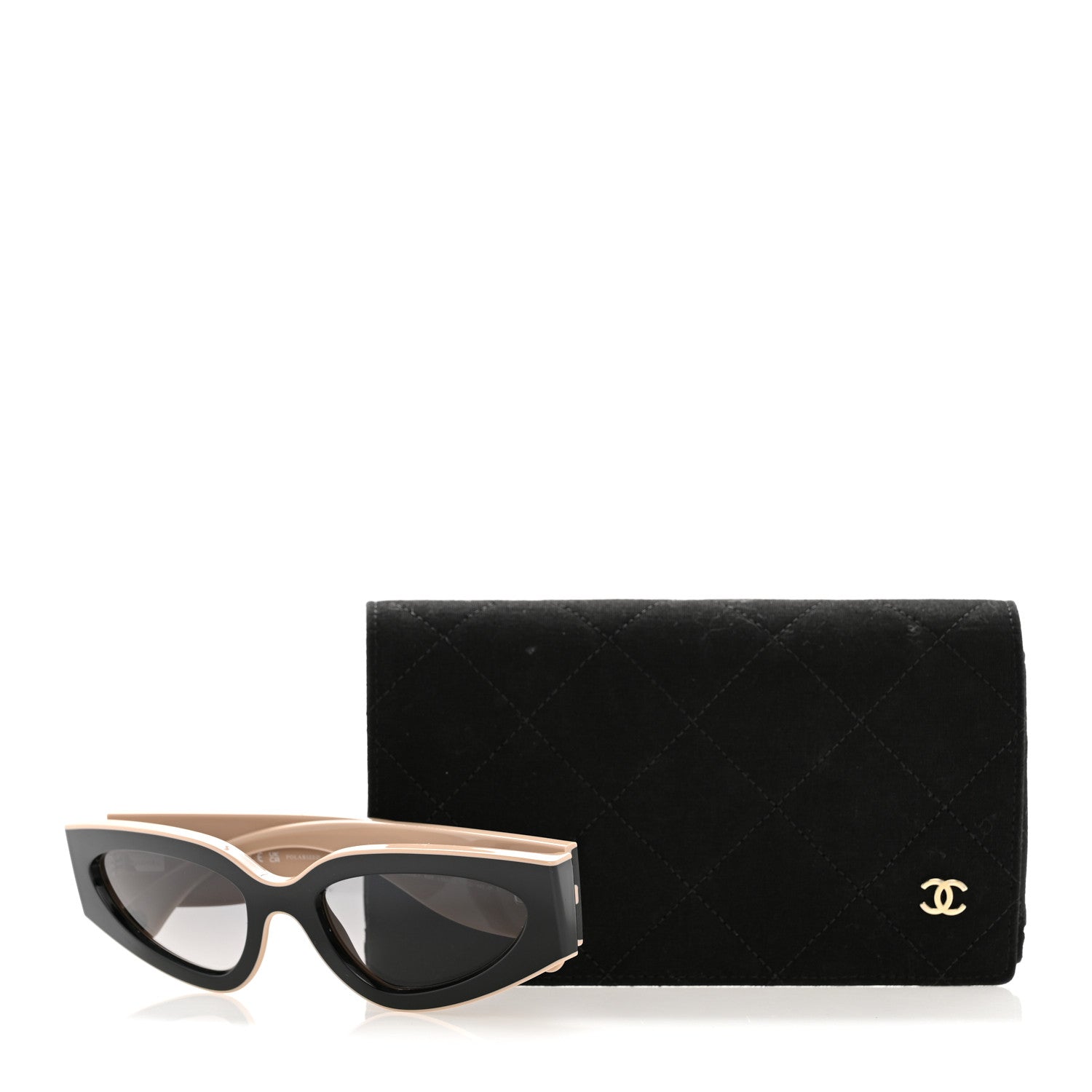 Chanel Acetate Cat Eye Sunglasses 6056 Black Beige 8 of 8