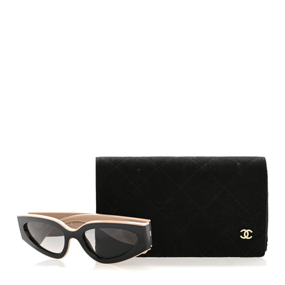 Chanel Acetate Cat Eye Sunglasses 6056 Black Beige 8 of 8