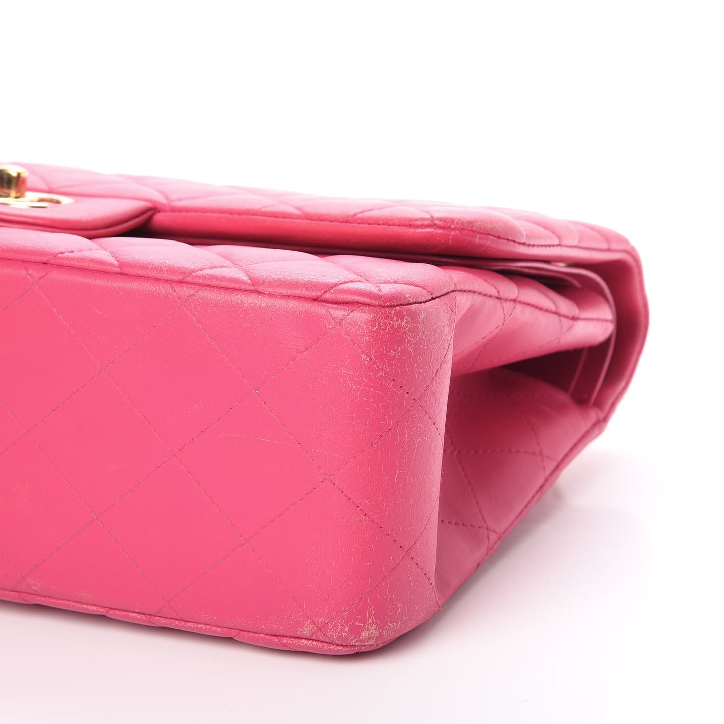 Lambskin Quilted Jumbo Double Flap Dark Pink