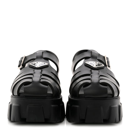 Prada Foam Rubber Triangle Logo Monolith 55mm Cage Sandals 39 Black 3 of 11