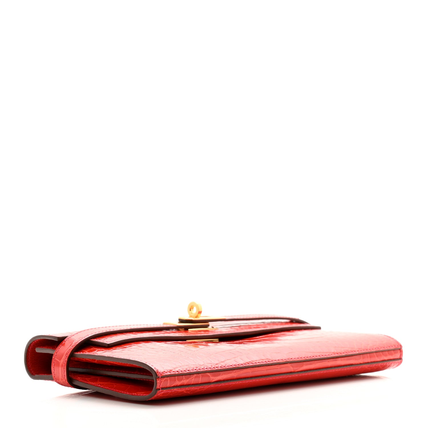 Hermes Shiny Alligator Kelly Longue Wallet Greanium 4 of 11