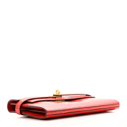 Hermes Shiny Alligator Kelly Longue Wallet Greanium 4 of 11