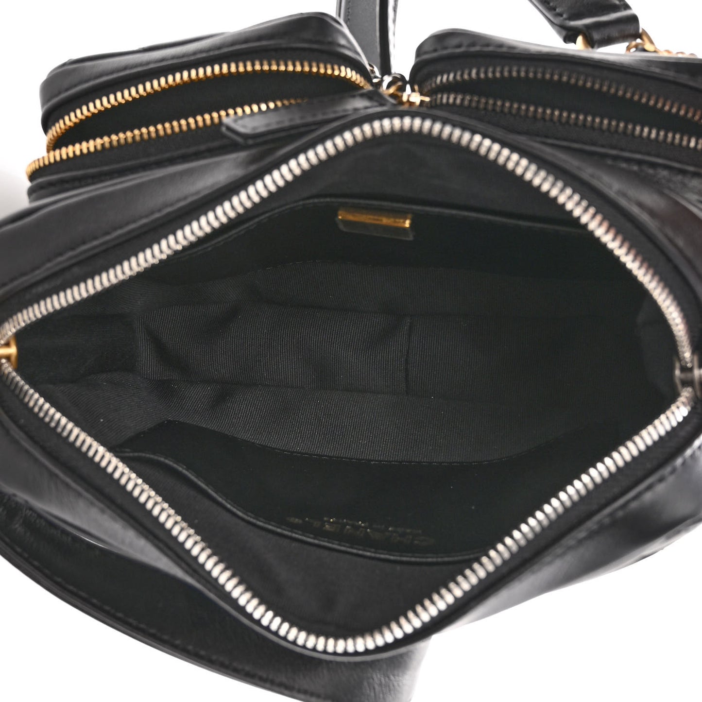 Calfskin Quilted Small Camera Case Black