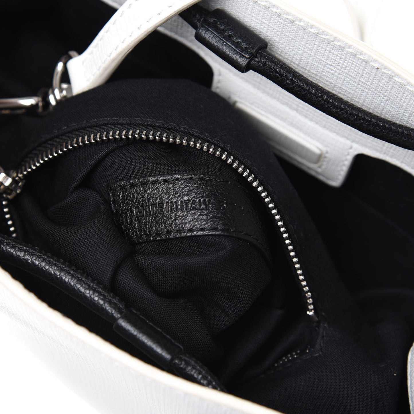 Squared Calfskin Logo Shopping Tote XXS White