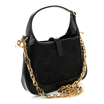 Gucci New Canvas Charisma Calfskin Crystal GG Monogram Mini Jackie 1961 Hobo Black 3 of 10